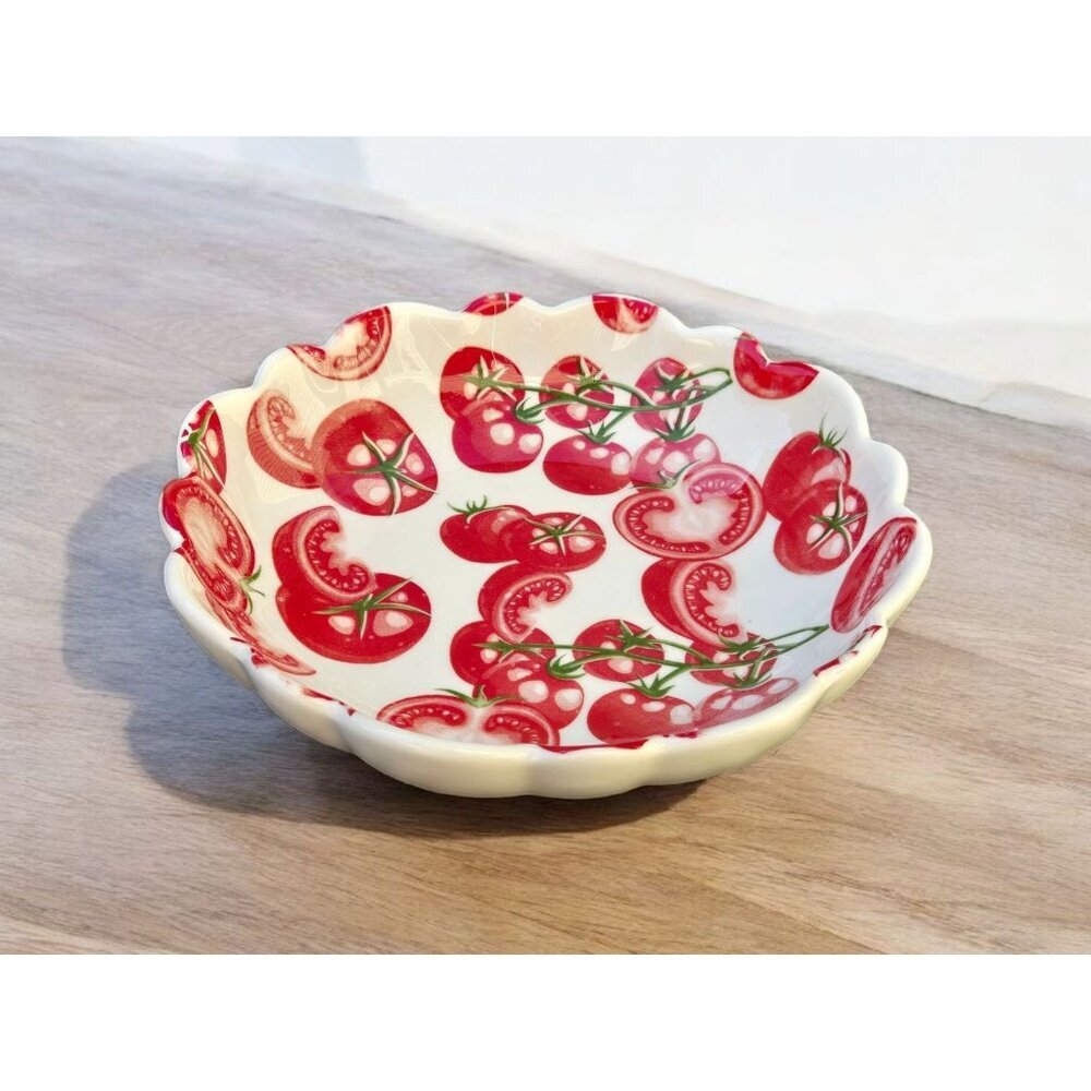 New Chef Sliced Red Tomato On Vine Ceramic Salad Serving Bowl Mothers Day Gift